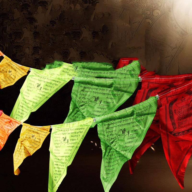 Tibetan Blessing Outdoor 25 Pcs Triangle Prayer Flag Decoration