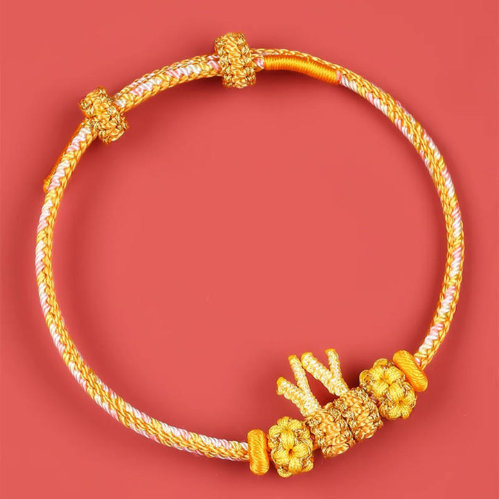 Buddha Stones Handmade Year of the Dragon Cute Chinese Zodiac Luck Braided Bracelet