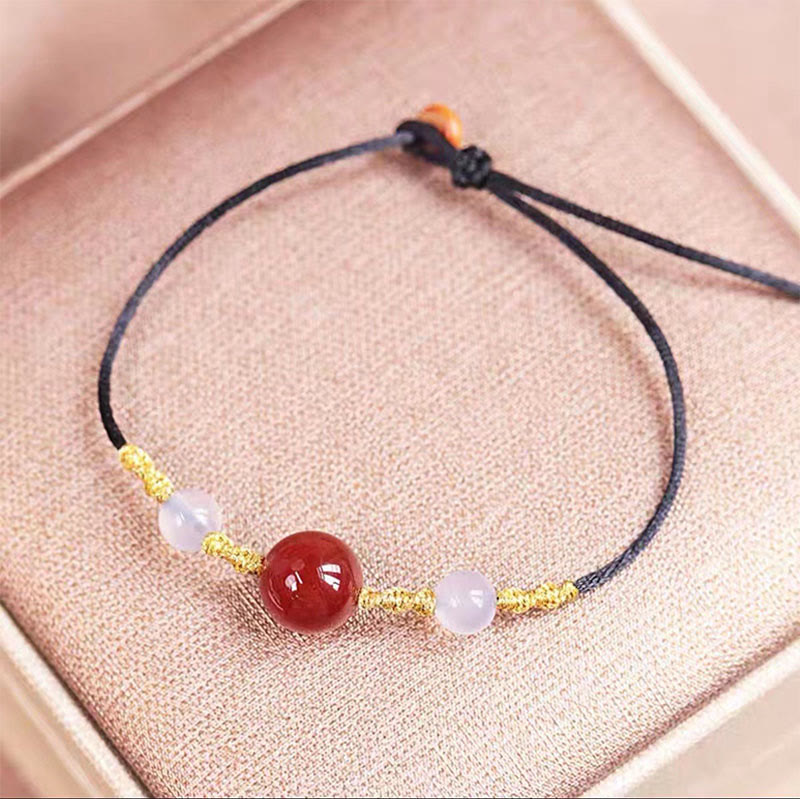 Buddha Stones Natural Red Agate Chalcedony Self-acceptance Confidence String Bead Bracelet Necklace Pendant