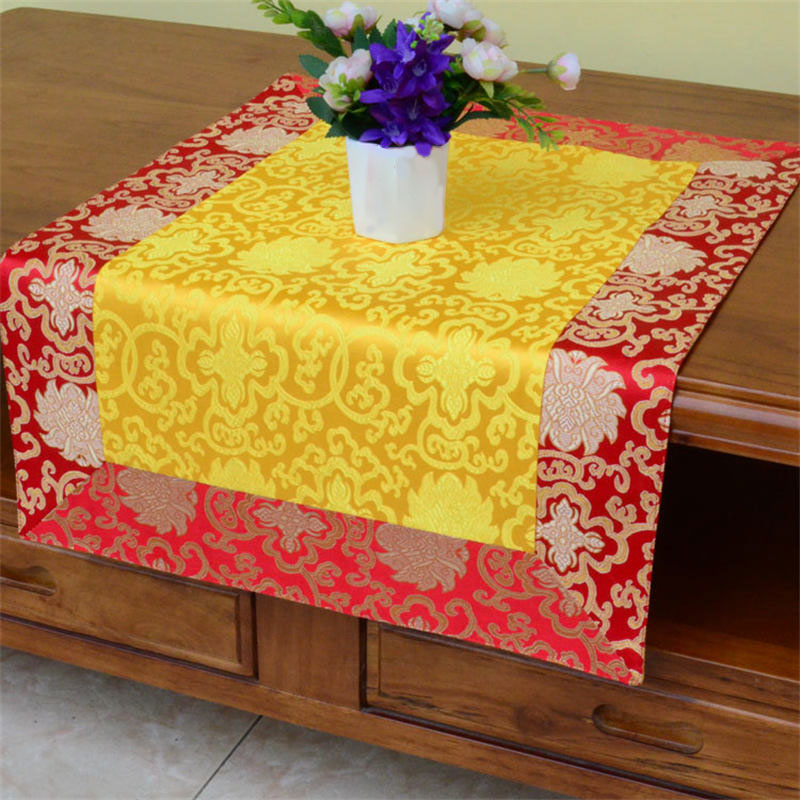 Brocade Prayer Altar Flower Vajra Dragon Pattern Auspicious Symbols Table Runner