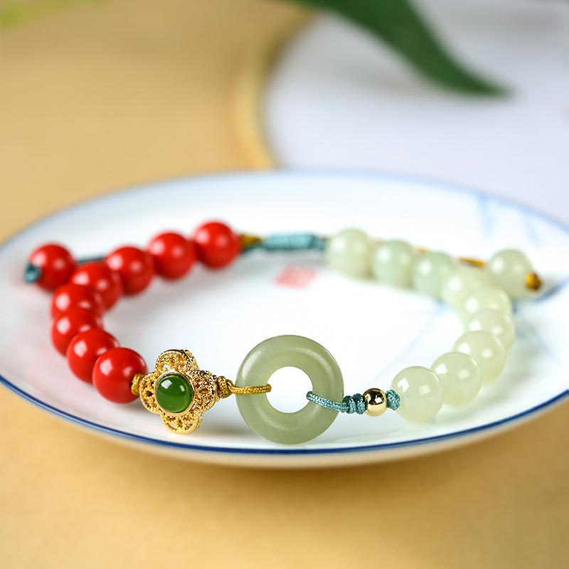 Natural Cinnabar Jade Blessing Bracelet