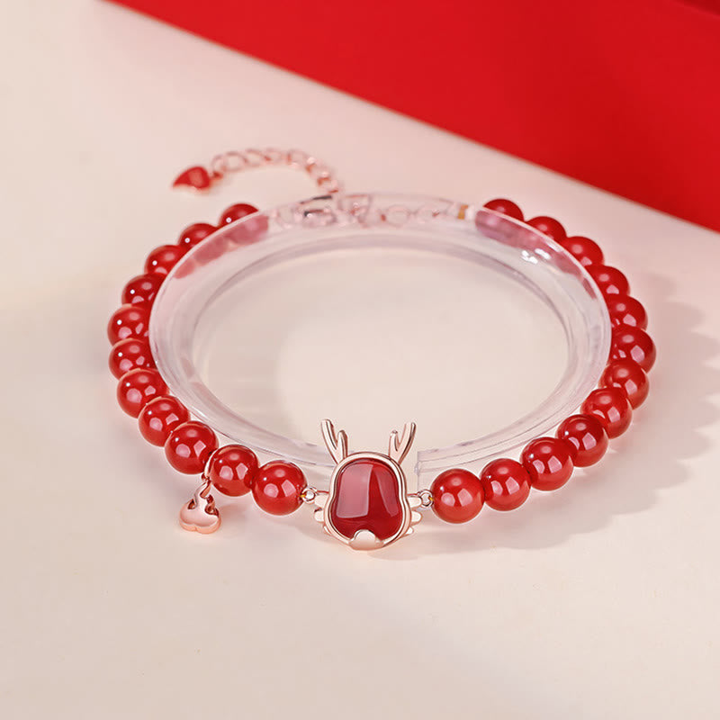 ❗❗❗A Flash Sale- Buddha Stones 925 Sterling Silver Year Of The Dragon Natural Red Agate Attract Fortune Dragon Luck Chain Bracelet