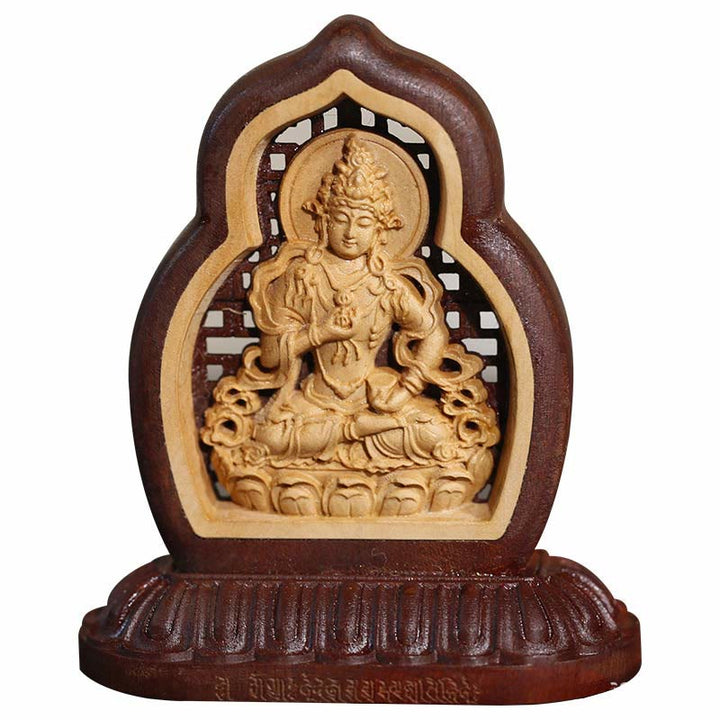 Vajrasattva Buddha Wood Engraved Compassion Statue Figurine Decoration