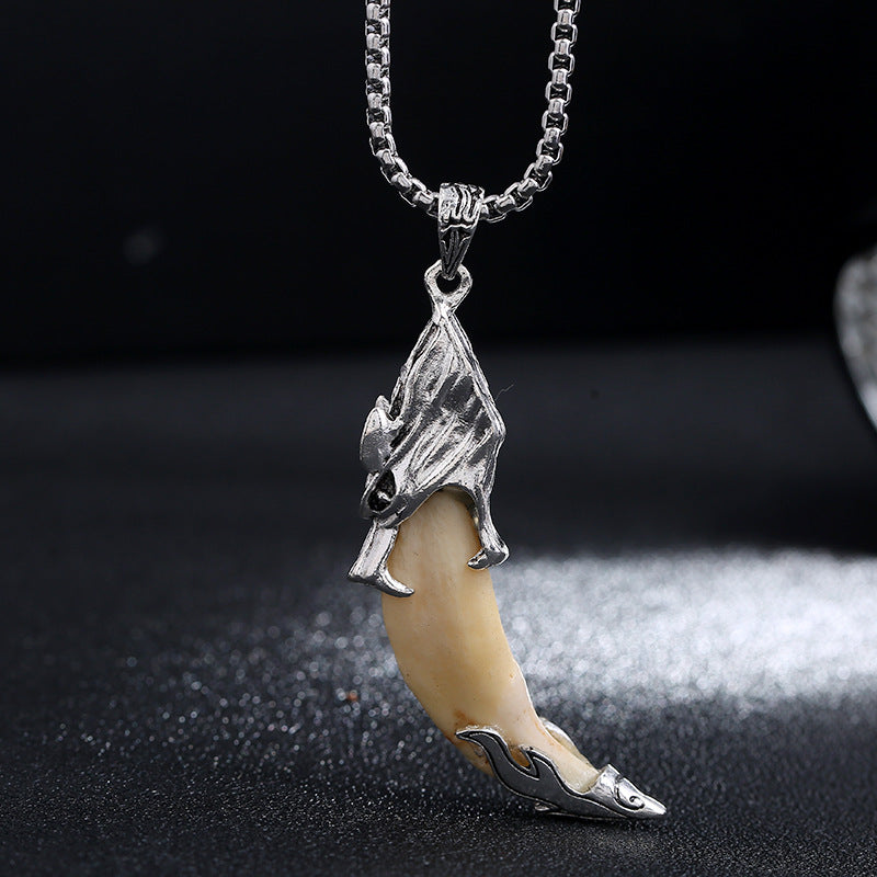 Imitation Wolf Tooth Titanium Steel Balance Necklace Pendant