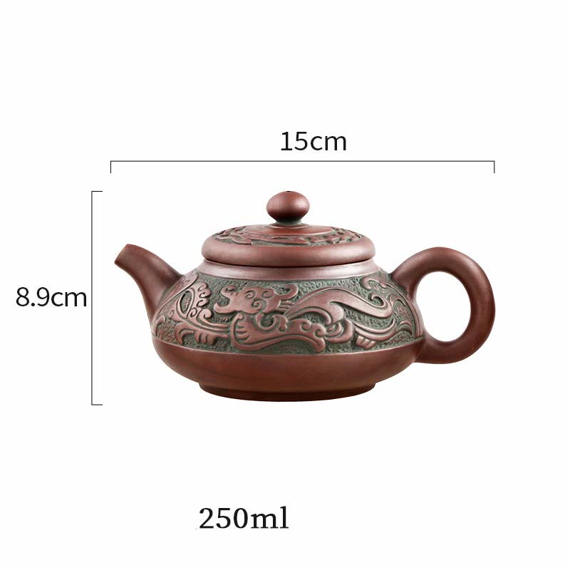 Auspicious Clouds Dragon Phoenix Chinese Gongfu Tea Set Ceramic Teapot