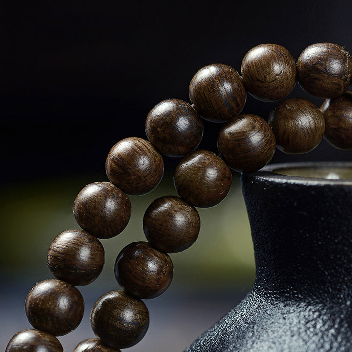 Buddha Stones 108 Mala Beads 999 Gold Brunei Agarwood Heart Sutra Amber Red Agate Strength Meditation Bracelet