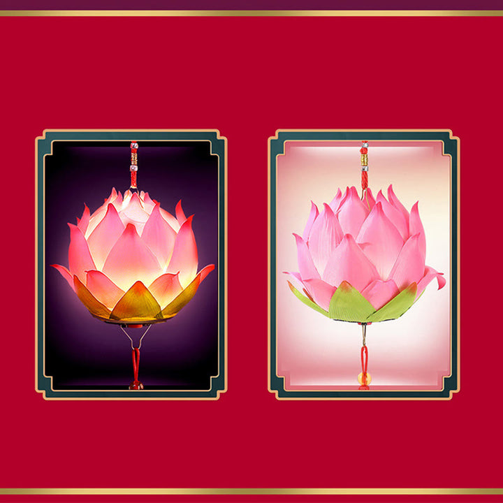 Buddha Stones DIY Lotus Flower Dragon Lantern Tassel Lamp Decoration