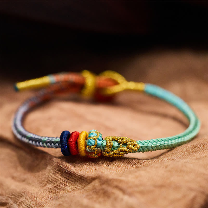 Buddha Stones Colorful Rope Eight Thread Peace Knot Luck Handmade Bracelet