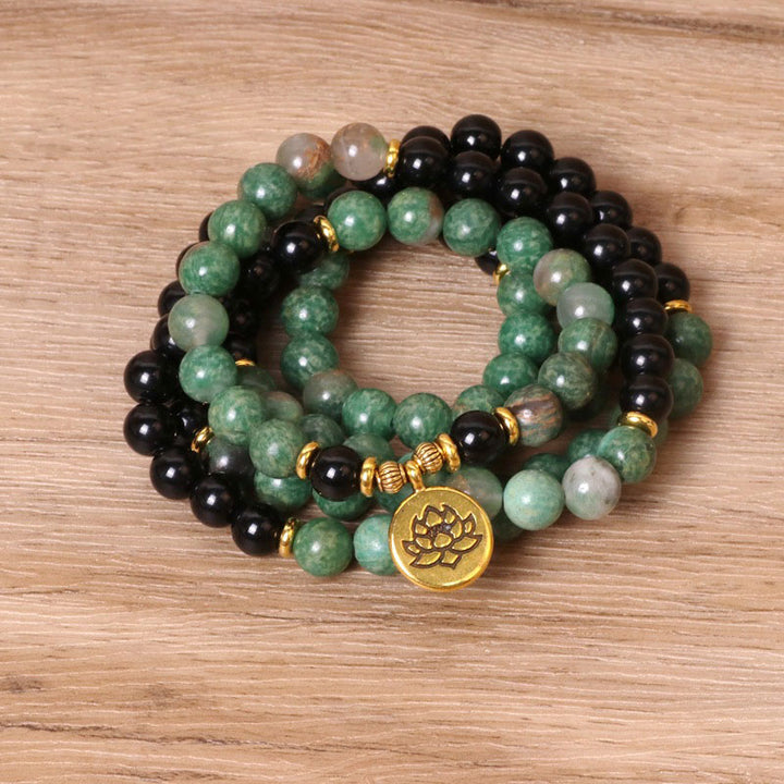 Buddha Stones 108 Beads Natural Agate Mala Healing Bracelet