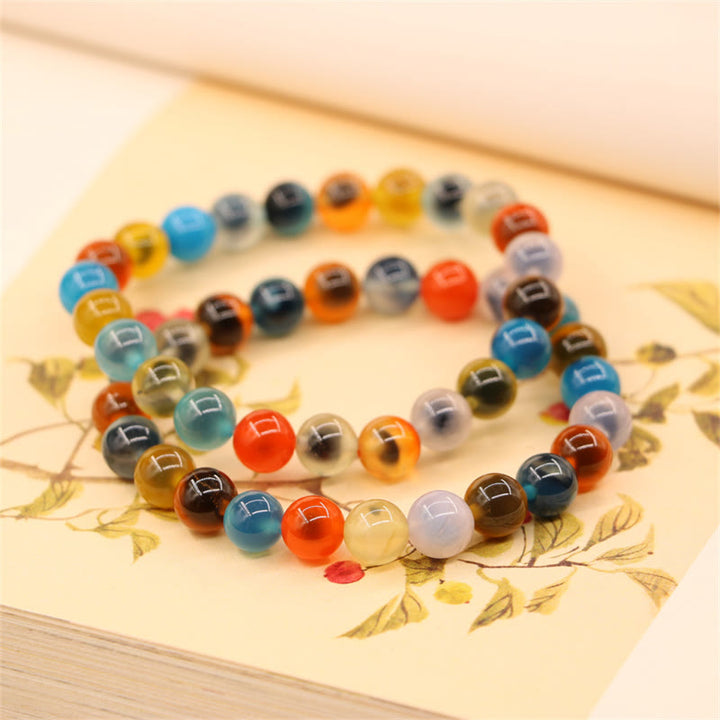 Colorful Candy Agate Healing Strength Bead Bracelet