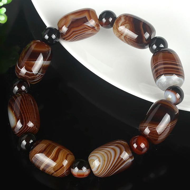 Buddha Stones Natural Sardonyx Courage Happiness Bracelet