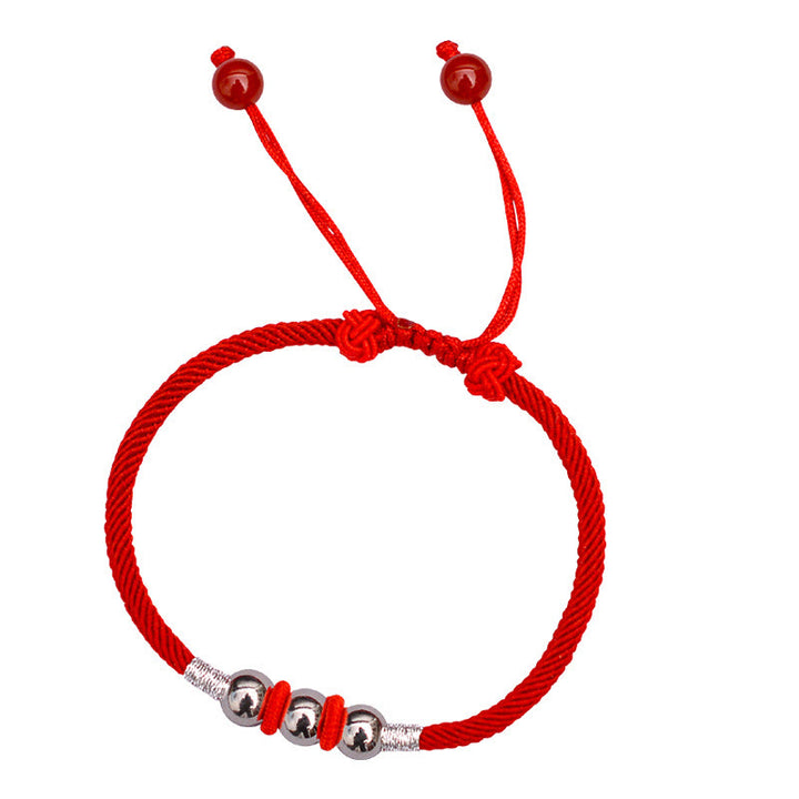 Buddha Stones 925 Sterling Silver Lucky Bead Protection Red String Bracelet