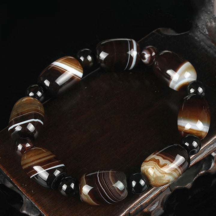 Buddha Stones Natural Sardonyx Courage Happiness Bracelet