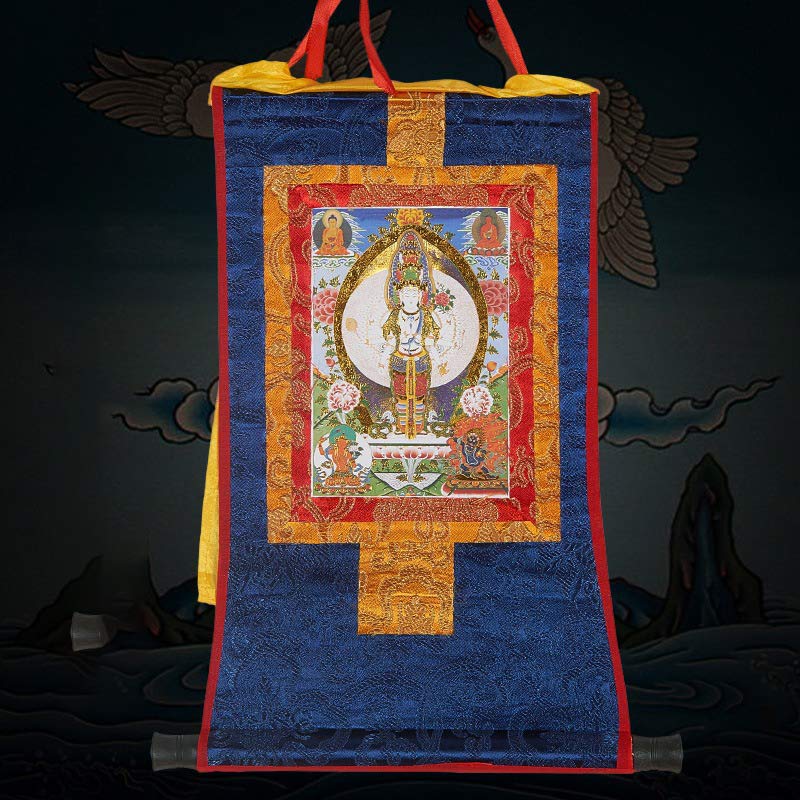 Tibetan Framed Thangka Blessing Protection Decoration