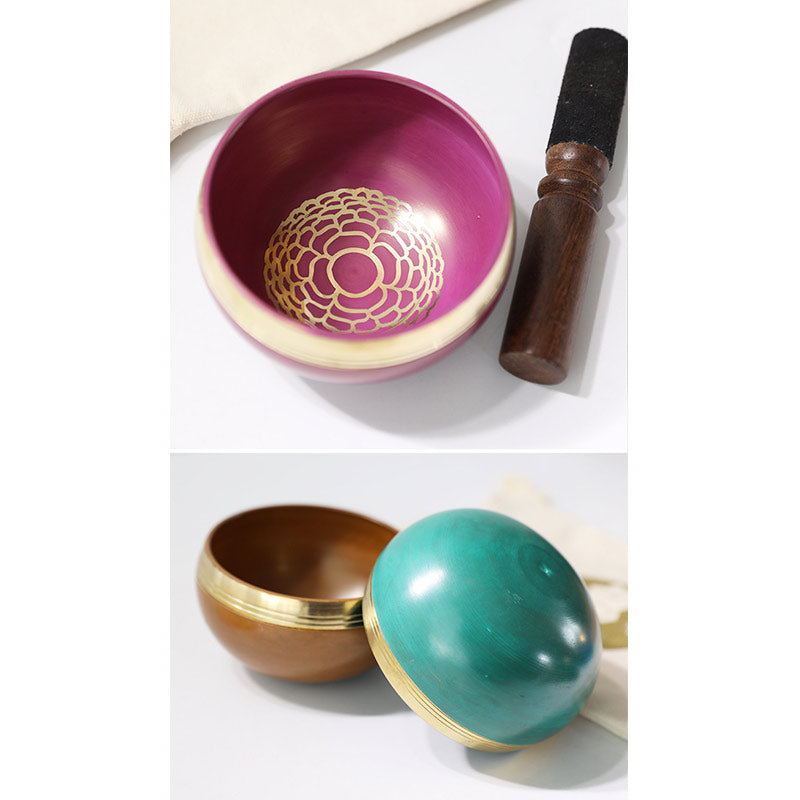 Buddha Stones Tibetan Sound Bowl Handcrafted for Chakra Healing and Mindfulness Meditation Singing Bowl Set