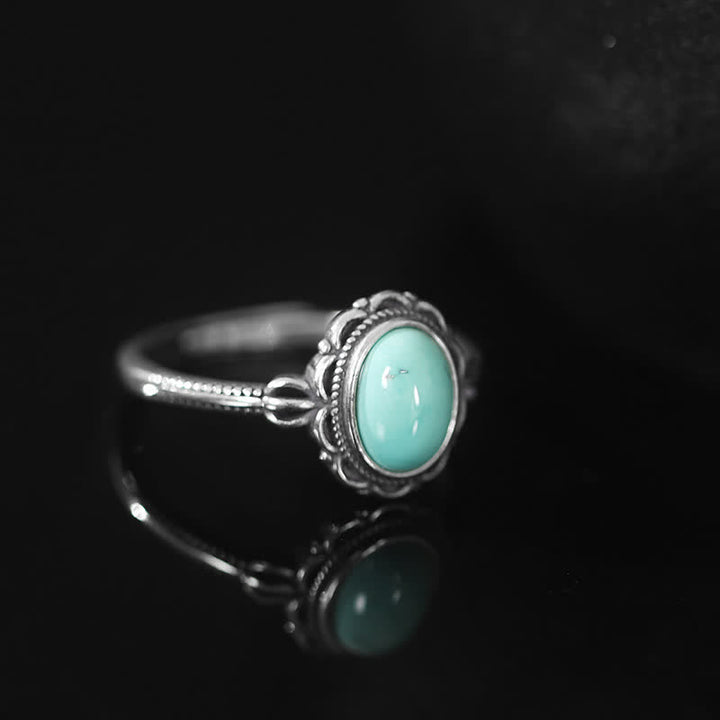 925 Sterling Silver Tibetan Turquoise Red Agate Protection Ring