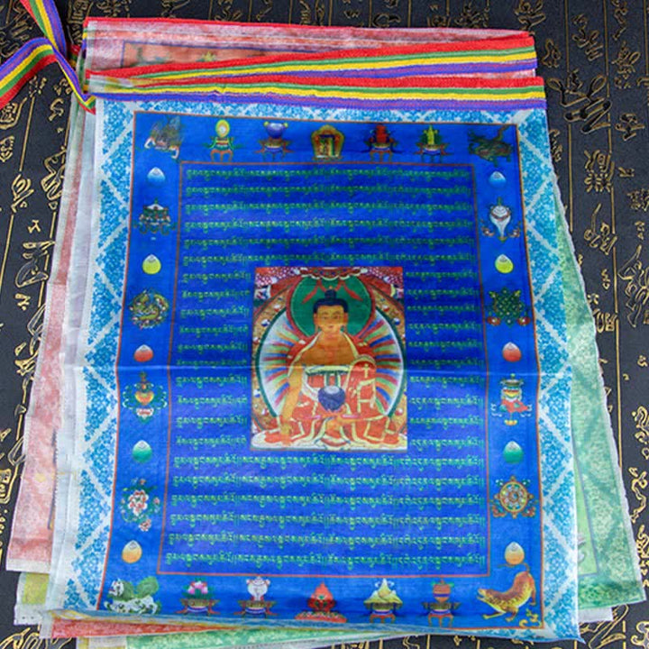 Tibetan 5 Colors Windhorse Buddha Tara Scriptures Healing Auspicious Outdoor Prayer Flag