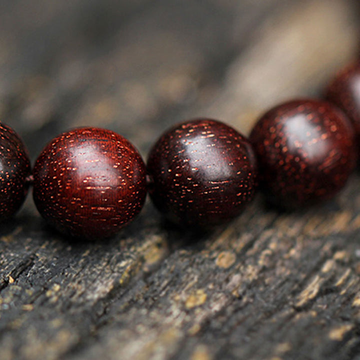 Buddha Stones 925 Sterling Silver Indian Small Leaf Red Sandalwood Aquamarine Full of Gold Star Chinese Knotting Blessing Bracelet