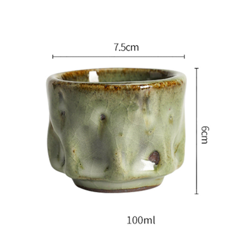 Buddha Stones Handcrafted Simple Cracked Ice Texture Chinese Jianzhan Ceramic Teacup Kung Fu Tea Cup