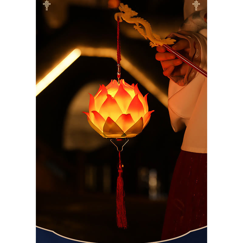 Buddha Stones DIY Lotus Flower Dragon Lantern Tassel Lamp Decoration