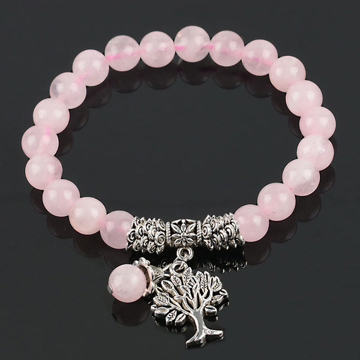 Buddha Stones Natural Gemstone Tree of Life Lucky Charm Stretch Bracelet