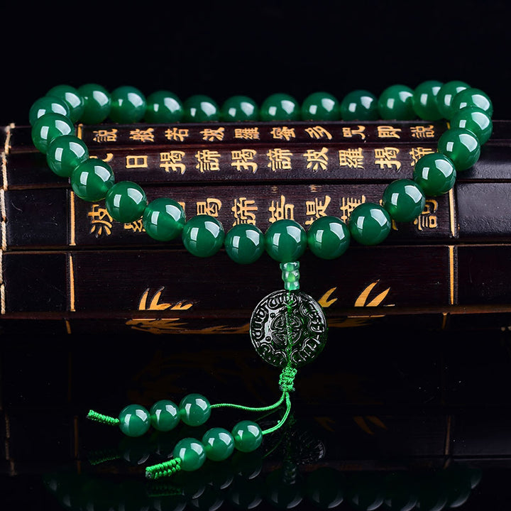 Natural Green Agate Wrist Mala Manifestation Pocket Mala Car Decoration