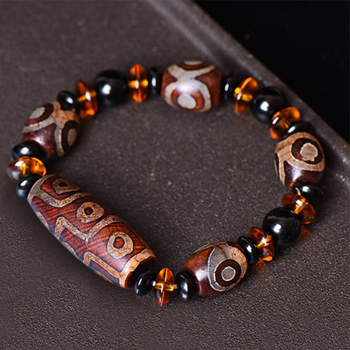 Buddha Stones Tibetan Retro Natural Nine-Eye Dzi Bead Blessings Bracelet