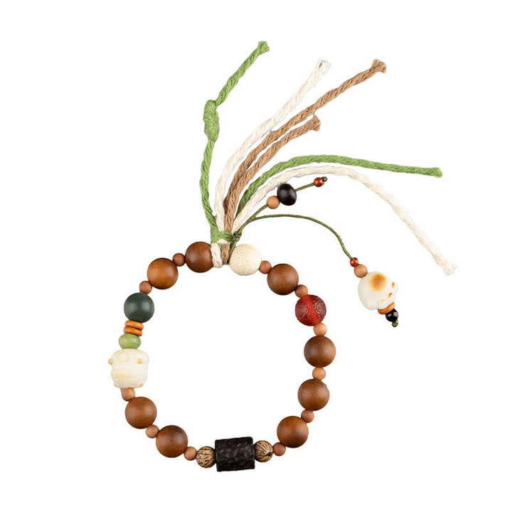 Buddha Stones Lightning Strike Wood Bodhi Seed Cat Paw Claw Auspiciousness Protection Tassel Bracelet