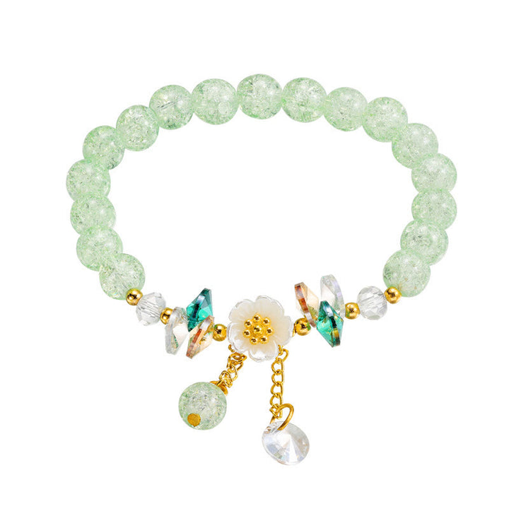 Buddha Stones Simple Design Flower Charm Glass Bead Bracelet