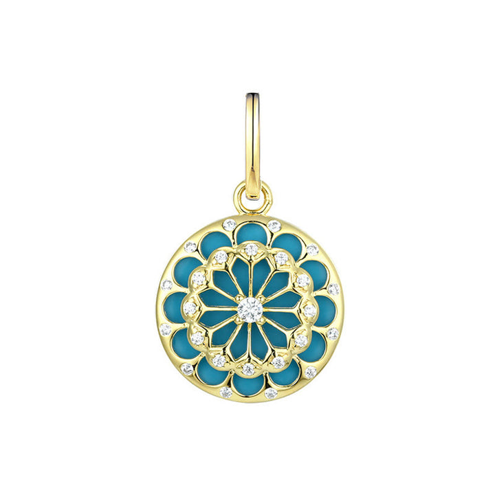 Buddha Stones 925 Sterling Silver Round Turquoise Zircon Protection Strength Necklace Pendant