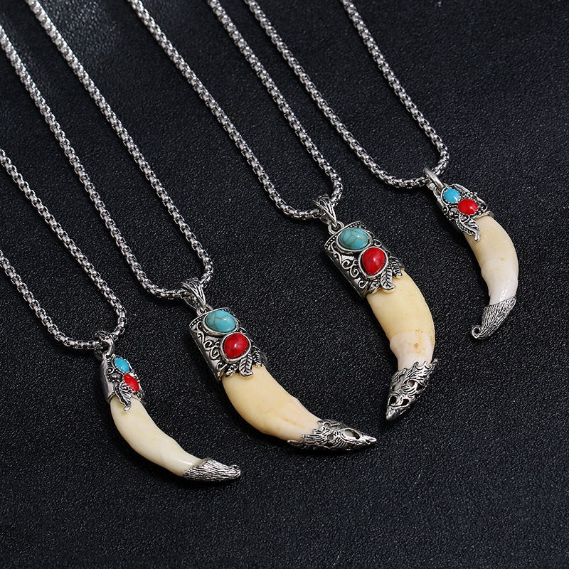 Imitation Wolf Tooth Titanium Steel Balance Necklace Pendant