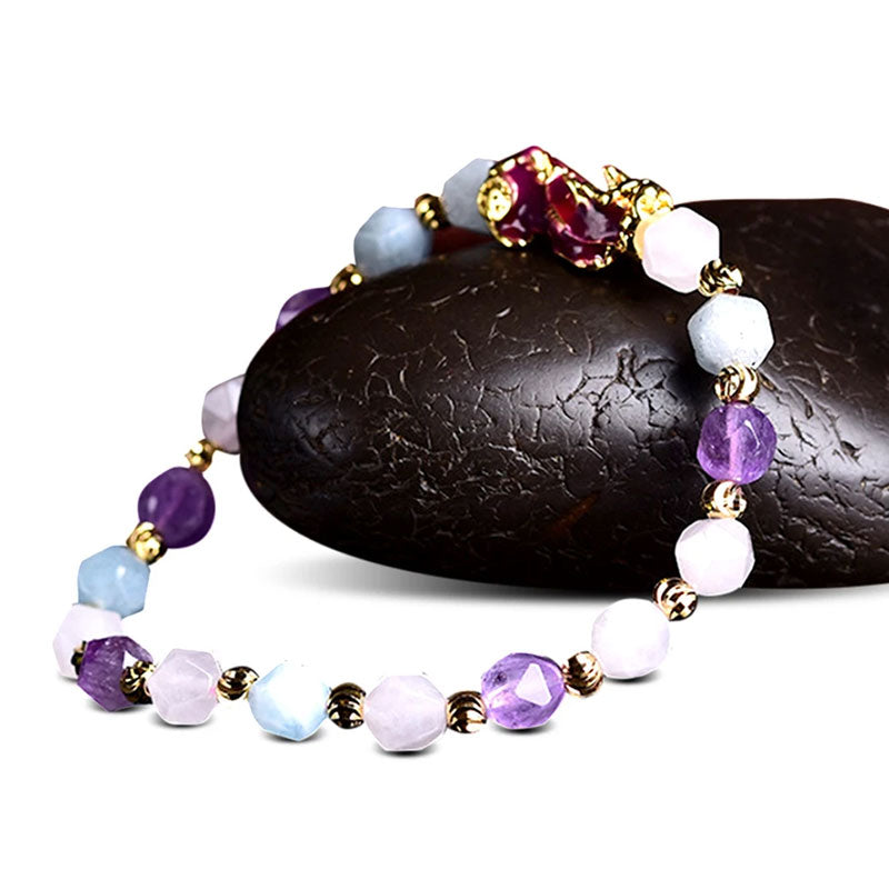 Natural Amethyst Fortune Pixiu Charm Bracelet