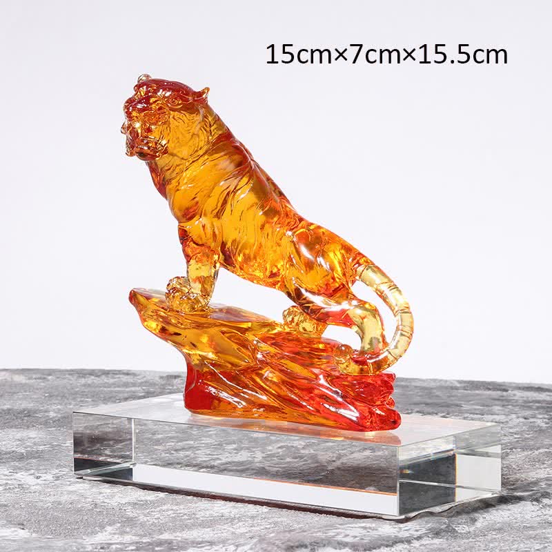 Handmade Liuli Crystal Tiger Art Piece Protection Home Decoration