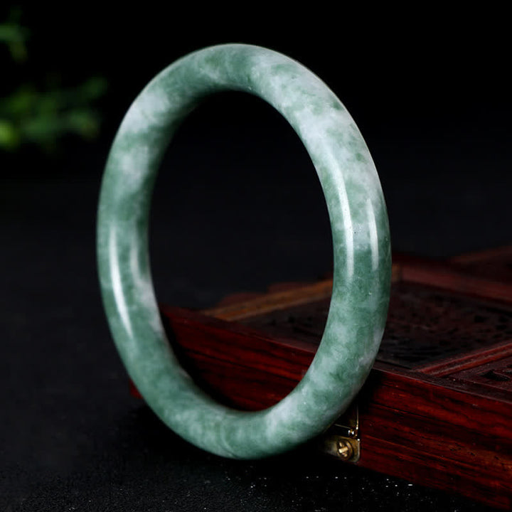 Buddha Stones Natural Jade Luck Abundance Bangle Bracelet