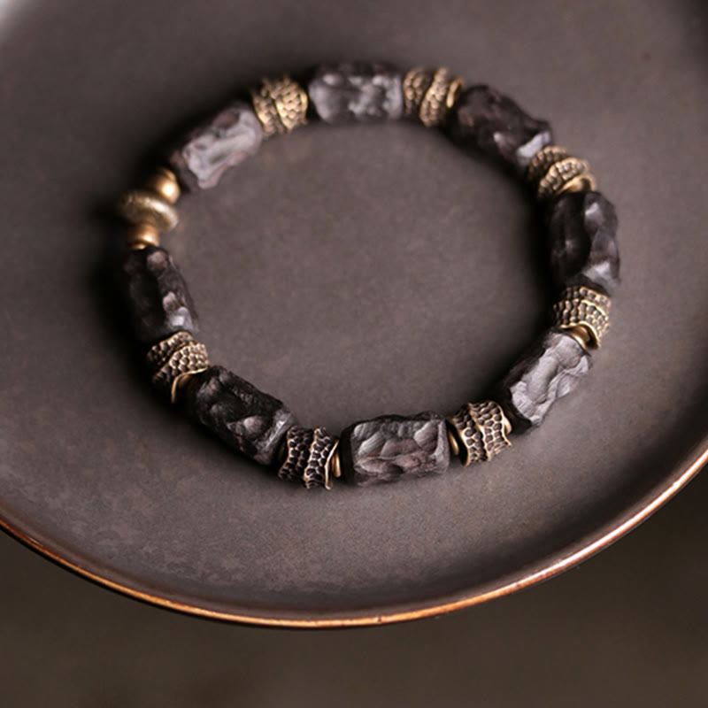 Tibetan Ebony Wood Copper Calm Peace Bracelet