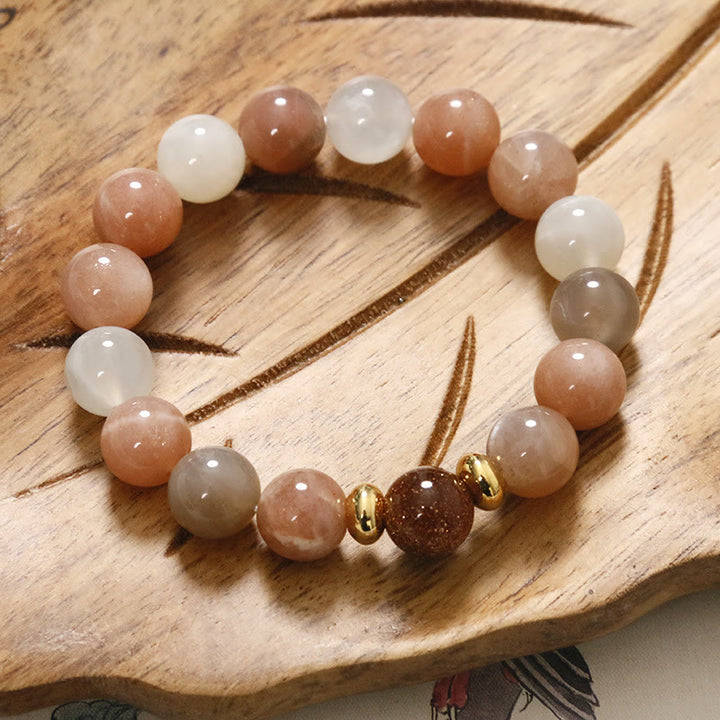 Natural Sun Stone Gold Sandstone Wealth Positive Bracelet