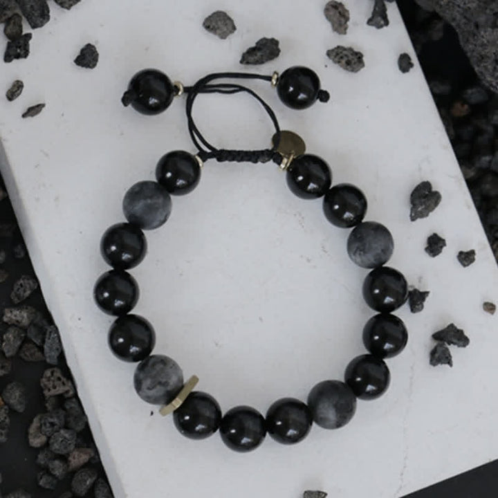 Black Obsidian Black Glitter Stone Purification Bracelet