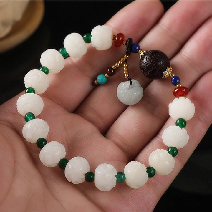 Bodhi Seed Jade Lotus Charm Peace Bracelet