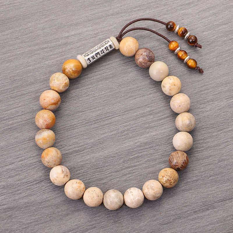 Weathered Stone Om Mani Padme Hum Strengthen Bracelet