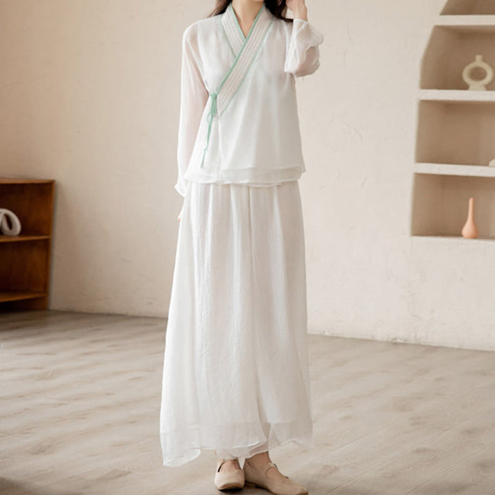 Retro Prayer Zen Spiritual Meditation Practice Chiffon Clothing Women's Set