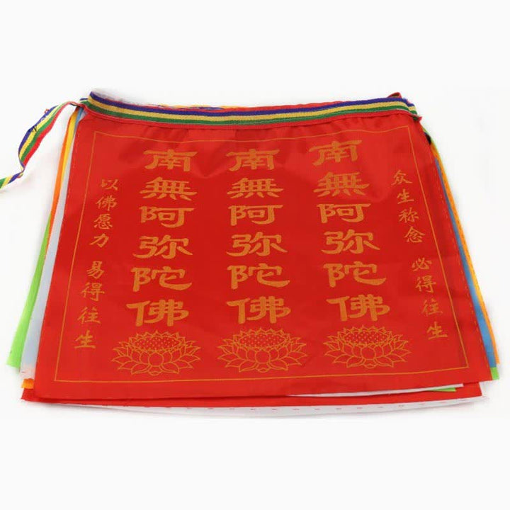 Tibetan 7 Colors Windhorse Letter Auspicious Lotus Outdoor 21 Pcs Prayer Flag