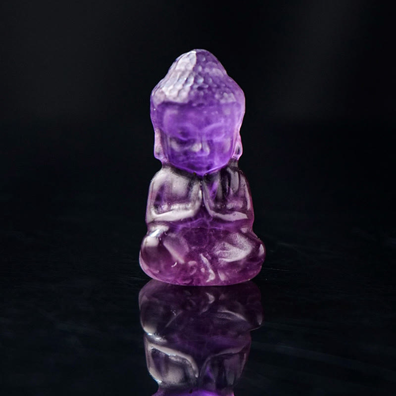 Buddha Stones Various Crystal Amethyst Pink Crystal White Crystal Citrine Buddha Carved Spiritual Healing Necklace Pendant Decoration