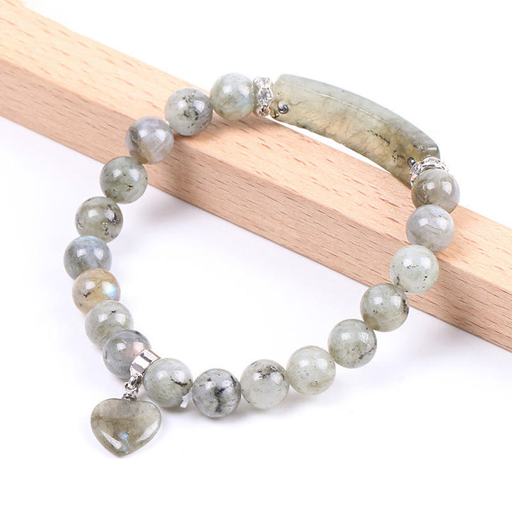 Buddha Stones Natural Quartz Love Heart Healing Beads Bracelet