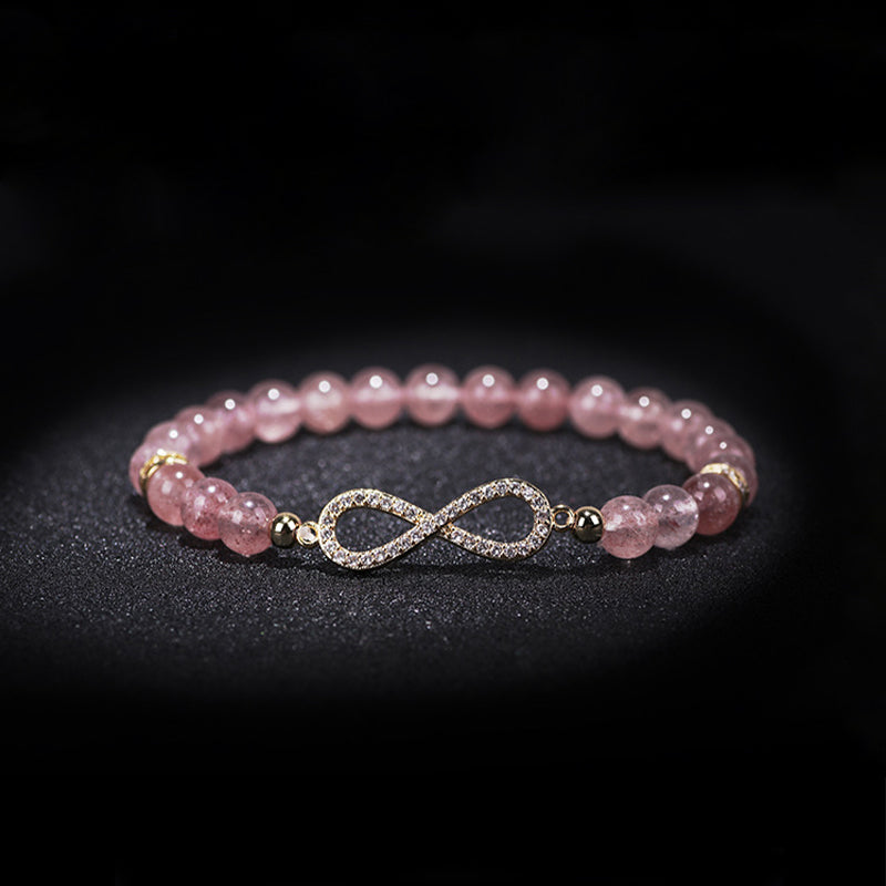 Buddha Stones Natural Strawberry Quartz Positivity Healing Bracelet