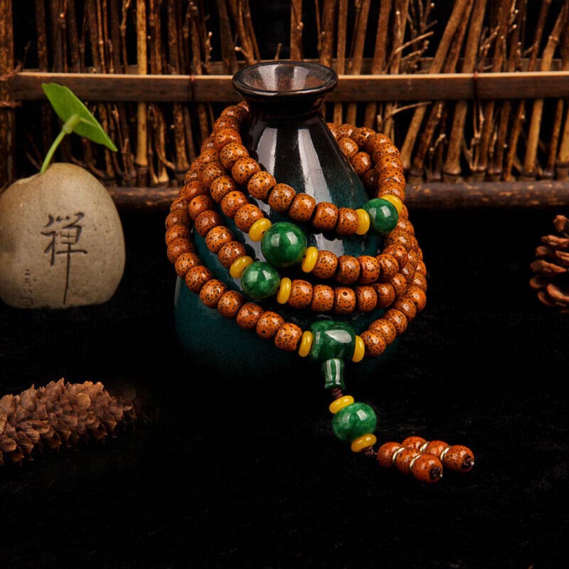 Buddha Stones 108 Beads Mala Bodhi Seed Jade Harmony Bracelet