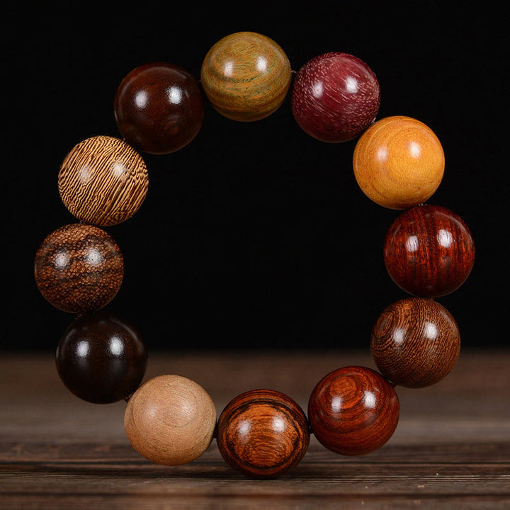 Buddha Stones Multicolored Sandalwood Protection Healing Bracelet