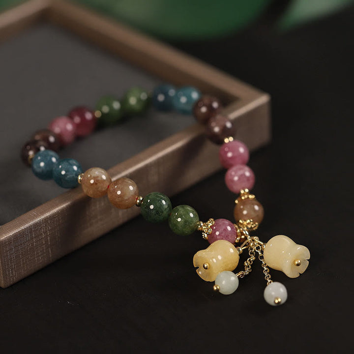 Buddha Stones Natural Colorful Tourmaline Flower Bead Love Bracelet