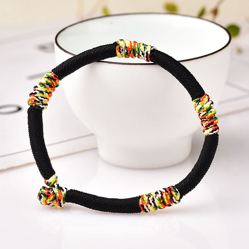 Buddha Stones Tibetan Handmade Colorful King Kong Knot Lucky Protection Braid String Bracelet