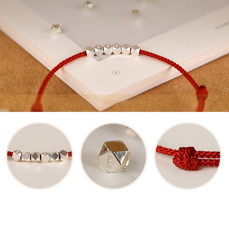 Buddha Stones 925 Sterling Silver Red String Braid Bracelet Anklet