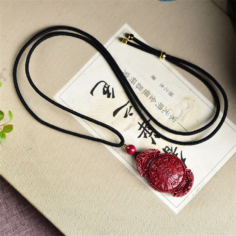 Buddha Stones Laughing Buddha Yin Yang Chinese Zodiac Gourd Natural Cinnabar Blessing Necklace Pendant